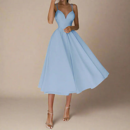 Kourtney Women's Dress - Summer Elegance with Neckline and Thin Straps