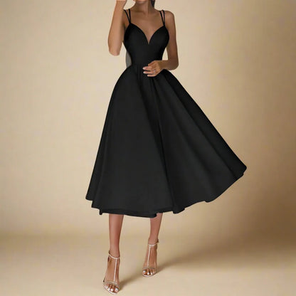 Kourtney Women's Dress - Summer Elegance with Neckline and Thin Straps