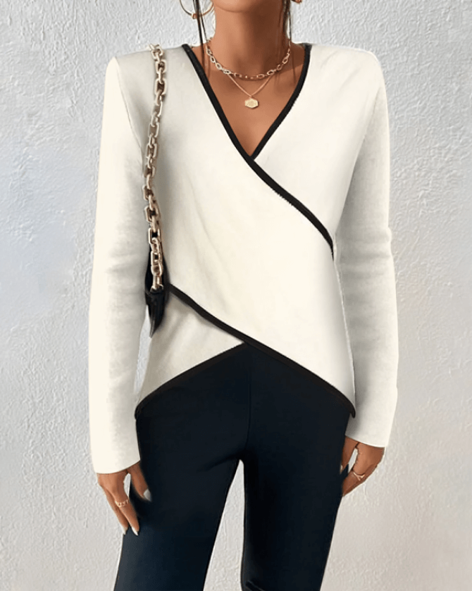 Stylowy sweter kopertowy z dekoltem w serek dla kobiet