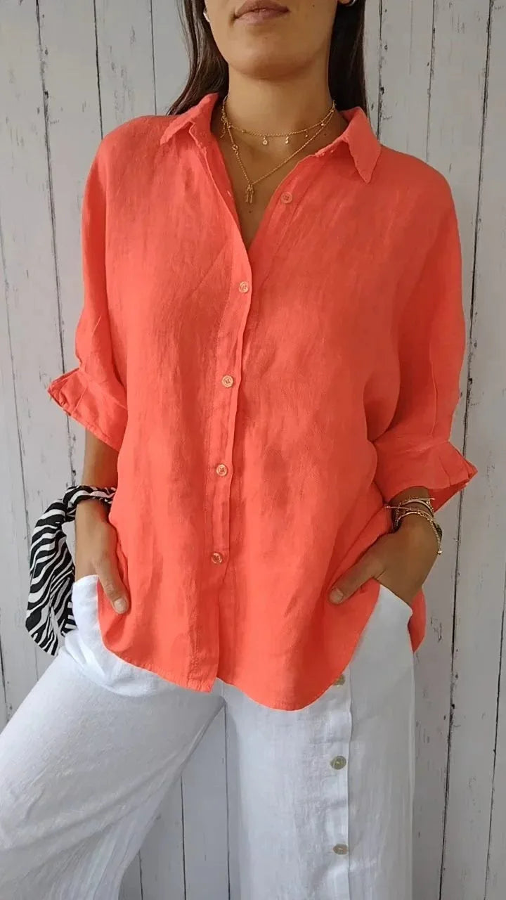 Women's shirt - Lightweight fabric - Casual cut - Button closure & classic collar