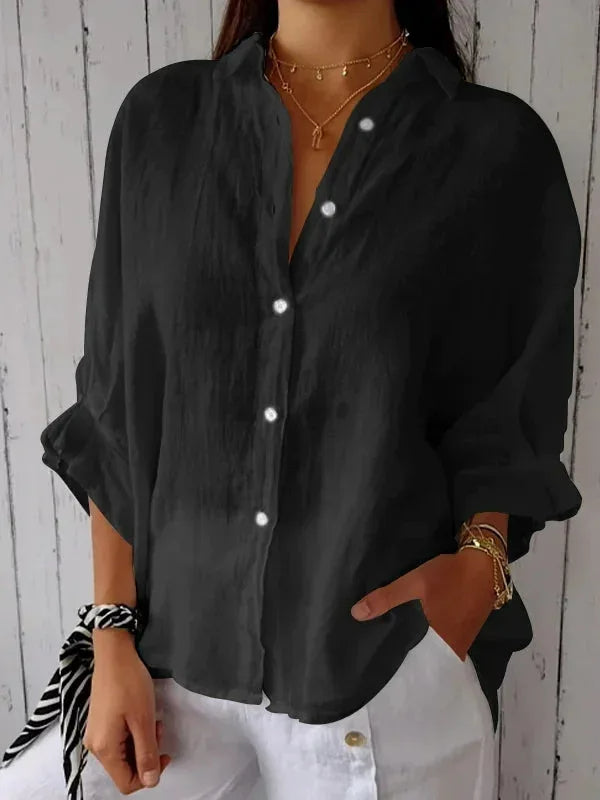 Women's shirt - Lightweight fabric - Casual cut - Button closure & classic collar