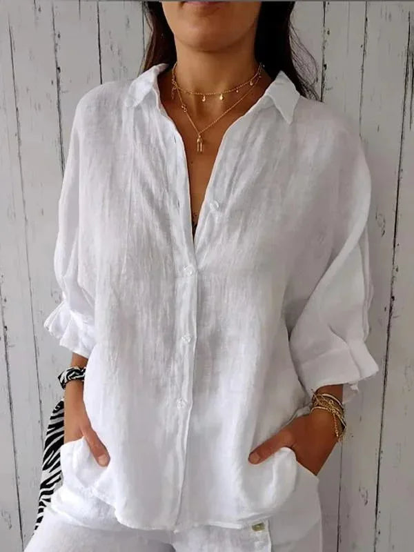 Women's shirt - Lightweight fabric - Casual cut - Button closure & classic collar