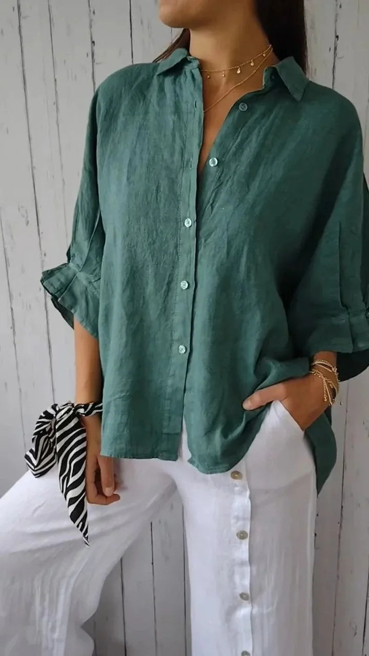 Women's shirt - Lightweight fabric - Casual cut - Button closure & classic collar