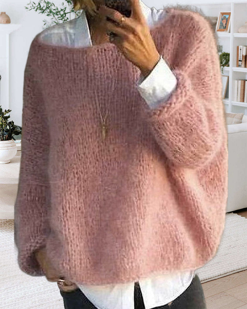 Classic off-shoulder knitted sweater for women