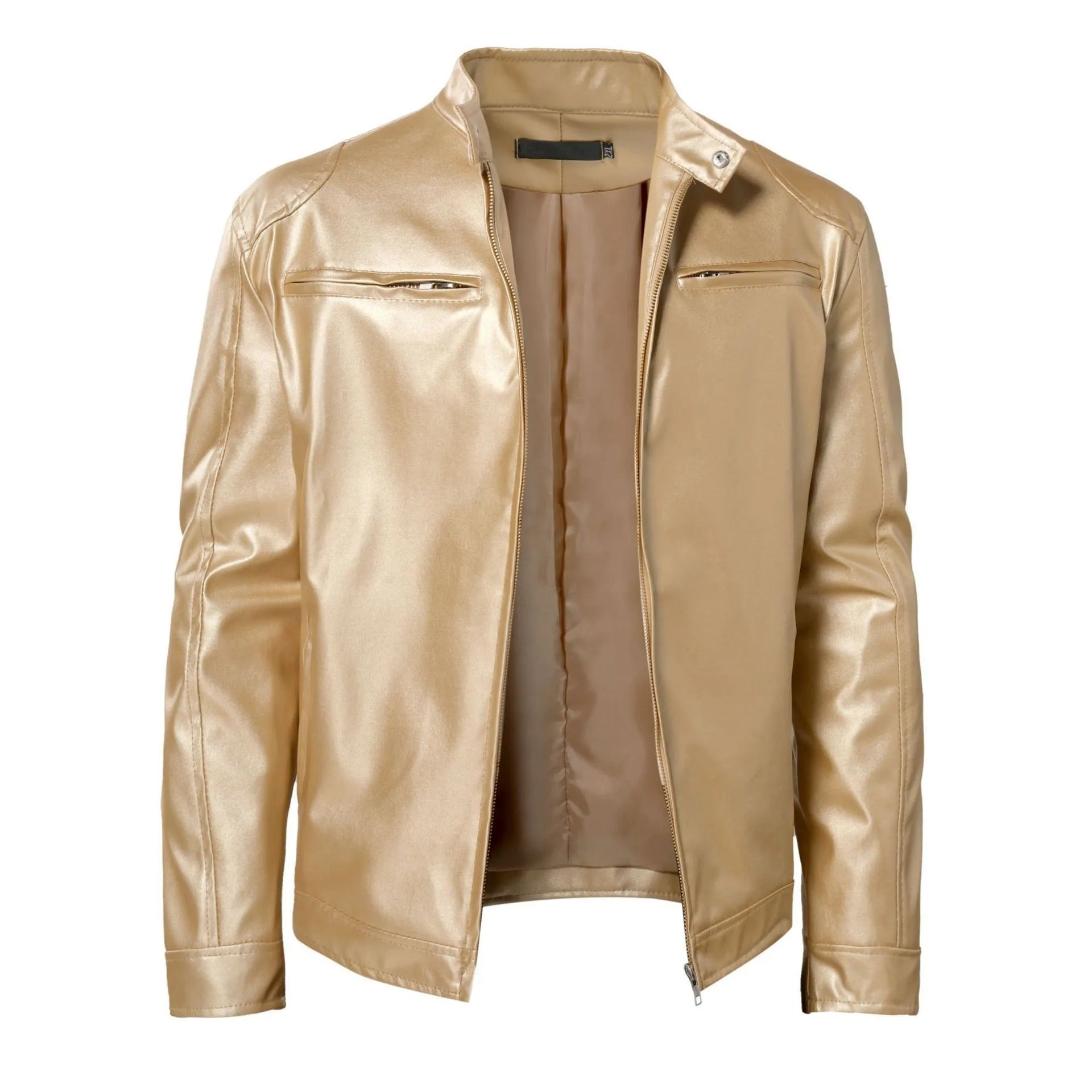Brodie PU-PU leather jacket with stand-up collar