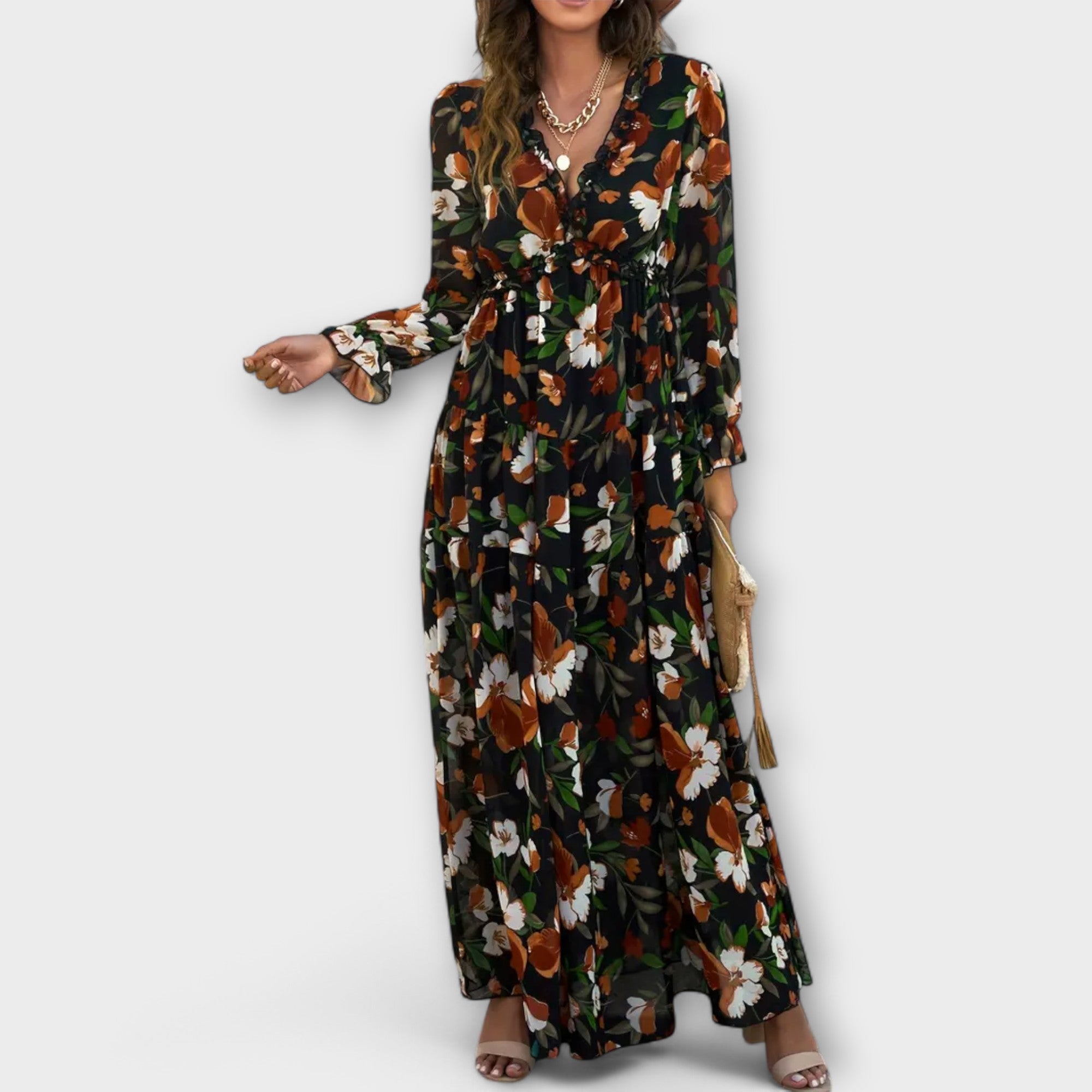Nova - Elegant Patterned Maxi Dress