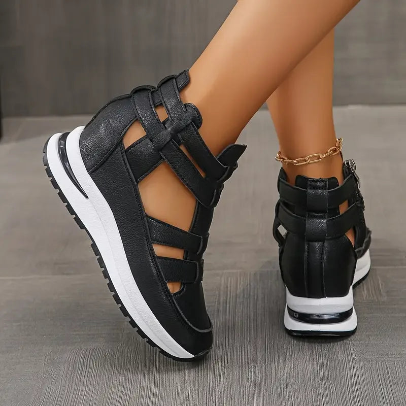 Pippa - Stylish Lightweight Wedge Sandals with Side Zip