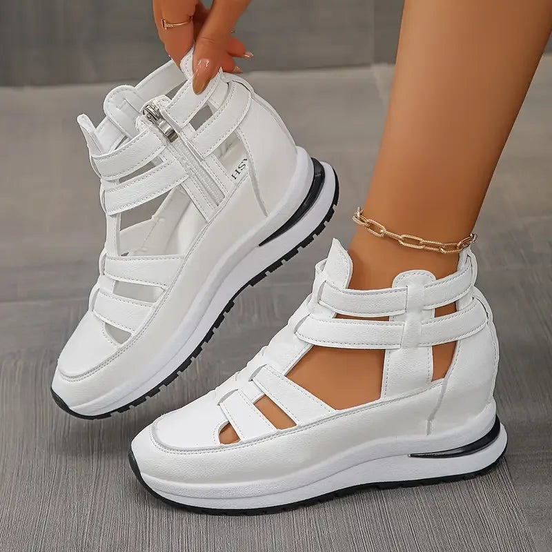 Pippa - Stylish Lightweight Wedge Sandals with Side Zip