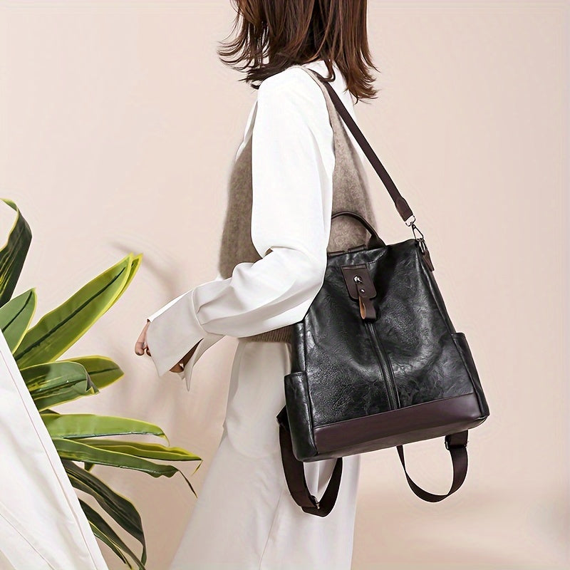 Bag backpack for women made from vegan PU leather with a secure design