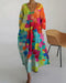 Tracey Women's Summer Dress - Airy Linen Dress with Colorful Pattern and Accentuating Cut