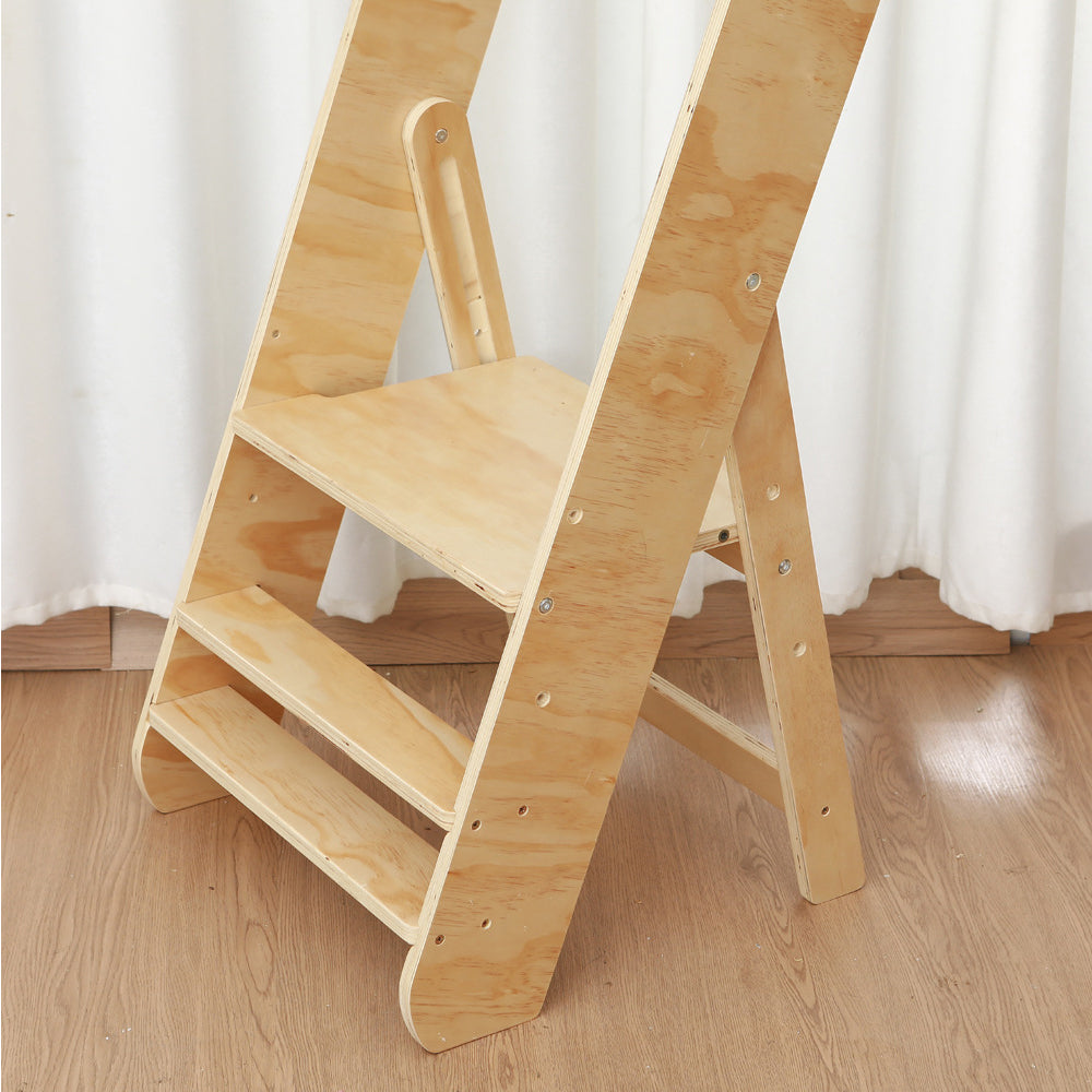 Torre di apprendimento Montessori pieghevole per bambini piccoli - Aiutante da cucina portatile in legno naturale