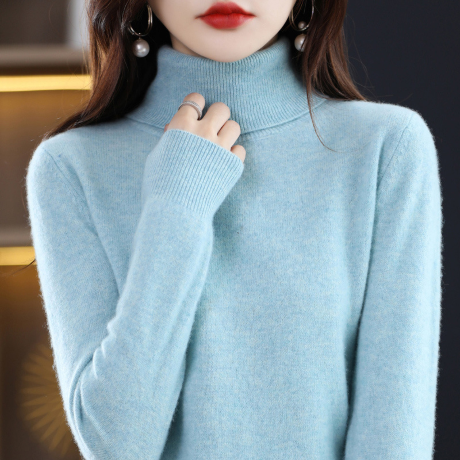 Luxe cashmere women's turtleneck sweater - Elena