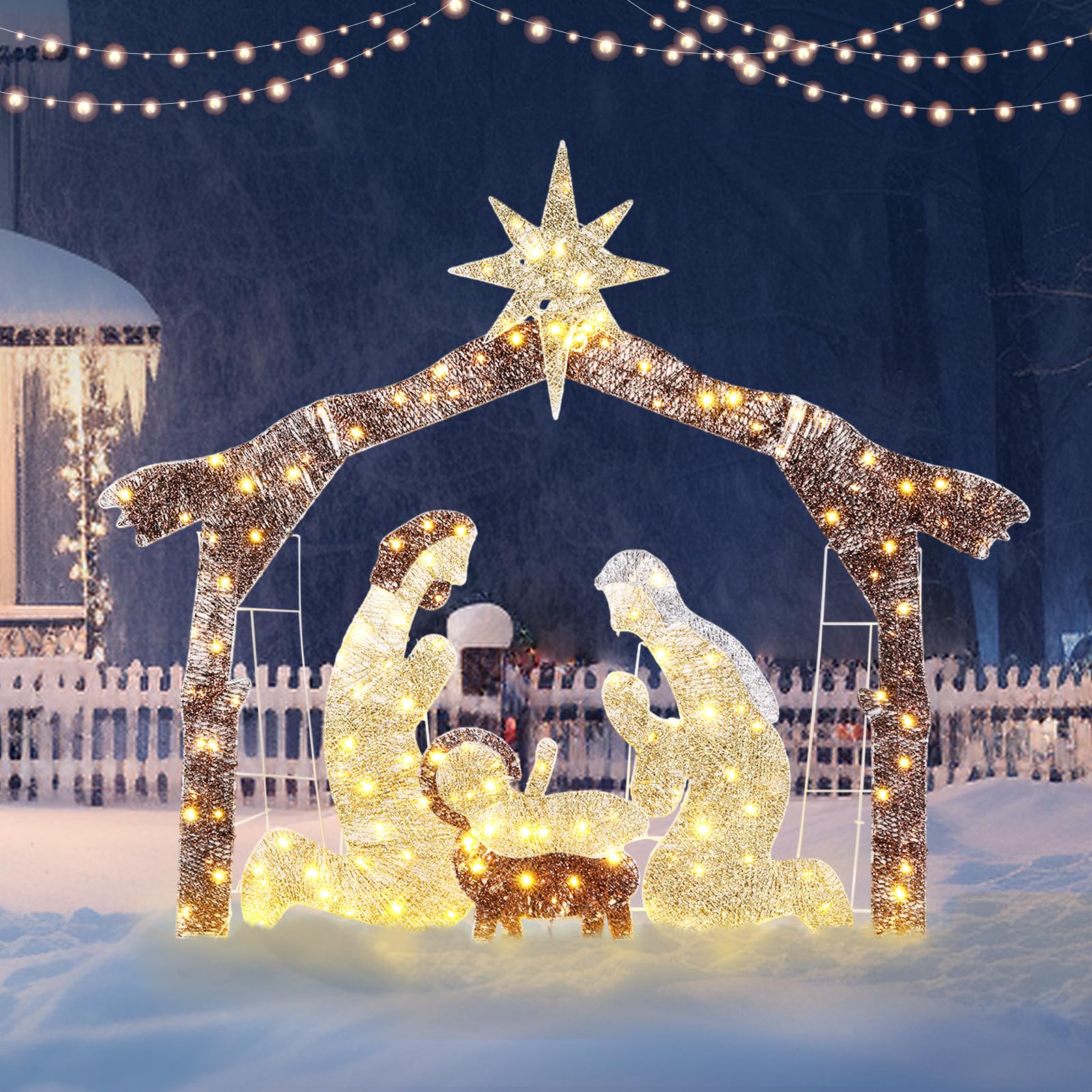 Outdoor Christmas Nativity Scene Silhouette Display
