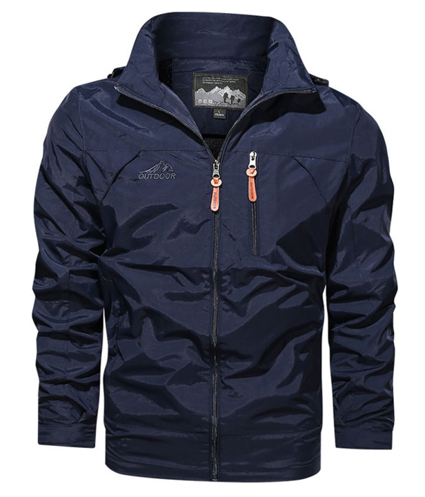 Autumn men's outdoor jacket with water-repellent layer and sporty zipper