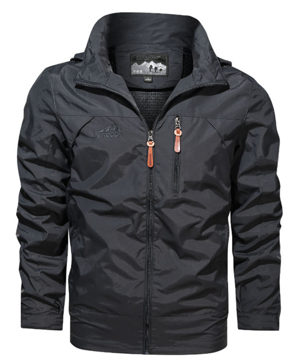 Autumn men's outdoor jacket with water-repellent layer and sporty zipper