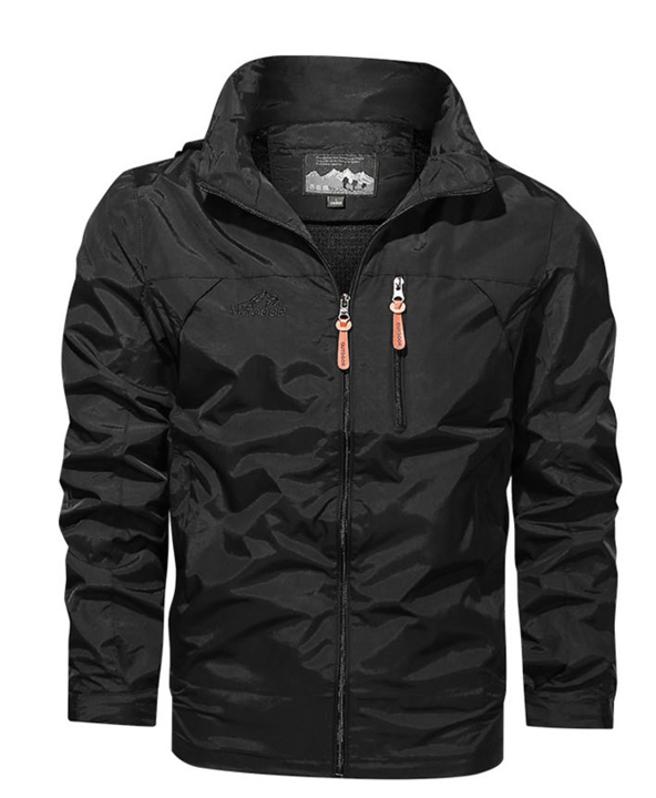 Autumn men's outdoor jacket with water-repellent layer and sporty zipper