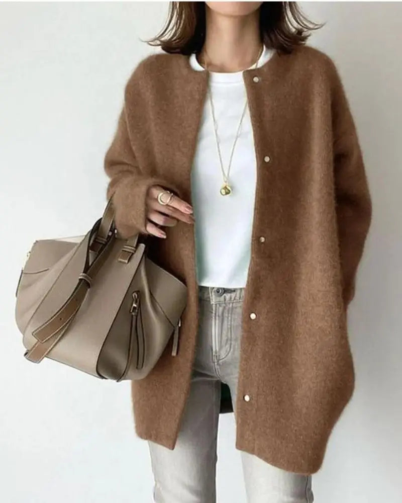 Cardigan chic in lana e mohair per autunno e inverno - Donna