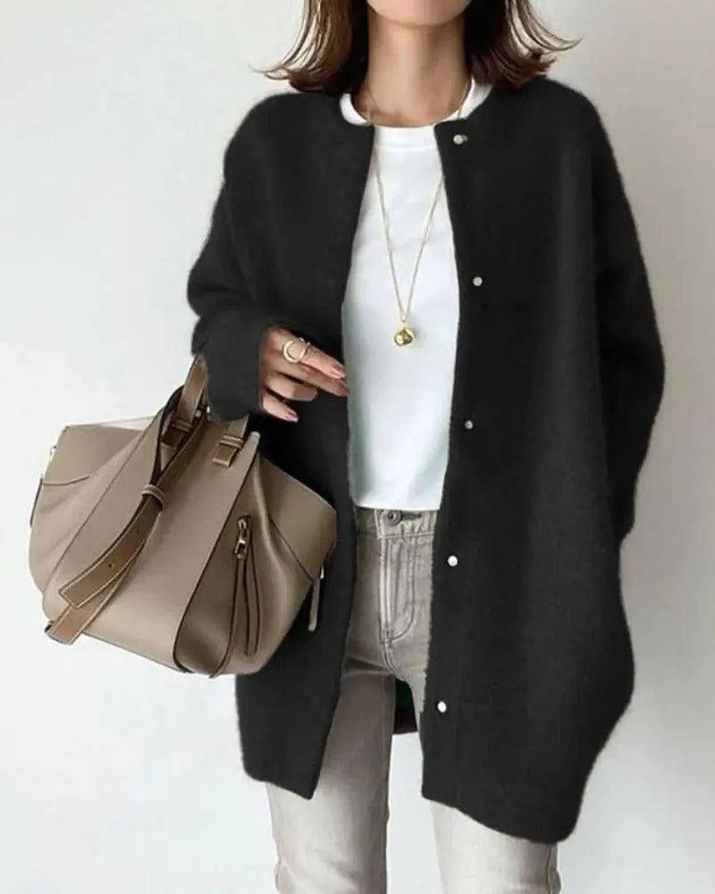 Cardigan chic in lana e mohair per autunno e inverno - Donna