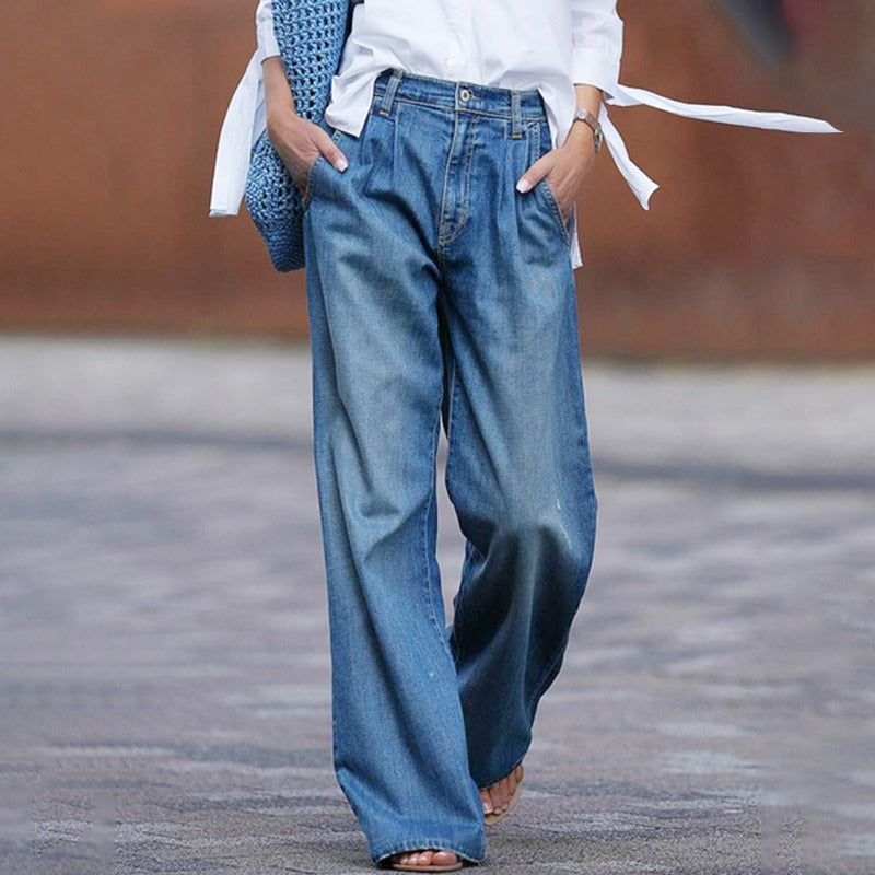 Clara Women's Jeans - Elegant Wide Pants in High Quality Denim with Comfortable Fit