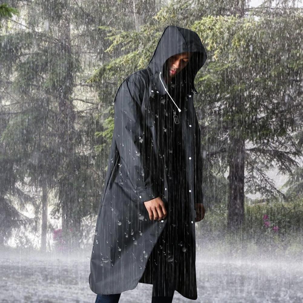 Long raincoat with hood for men