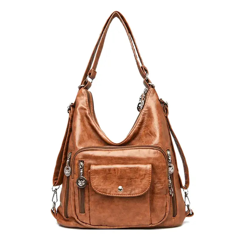 ODALIS - Leather handbag with multiple pockets