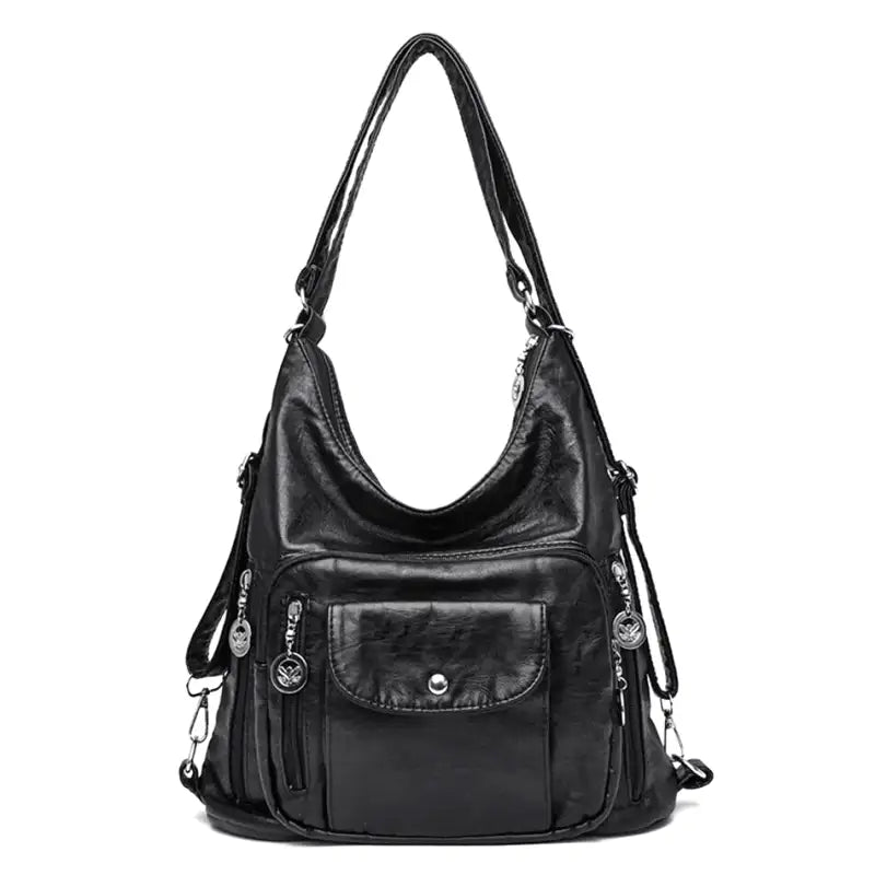 ODALIS - Leather handbag with multiple pockets