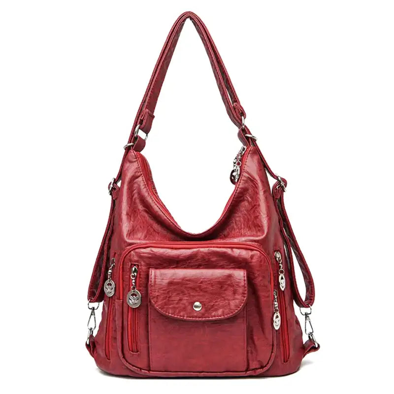 ODALIS - Leather handbag with multiple pockets