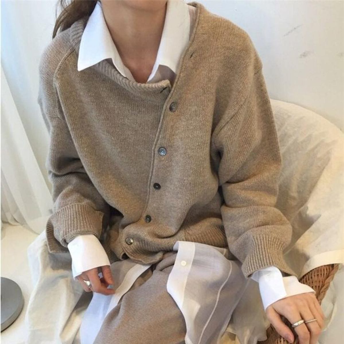 Wrap-around sweater made from luxuriously soft wool