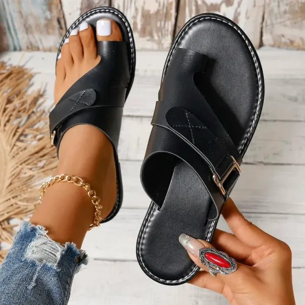 Eira - Women’s Leather Slip-On Flip-Flops