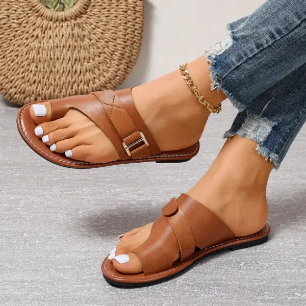 Eira - Women’s Leather Slip-On Flip-Flops