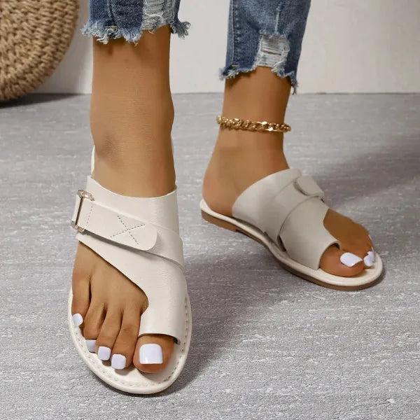 Eira - Women’s Leather Slip-On Flip-Flops