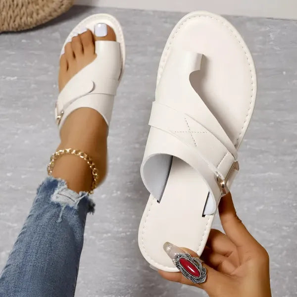 Eira - Women’s Leather Slip-On Flip-Flops