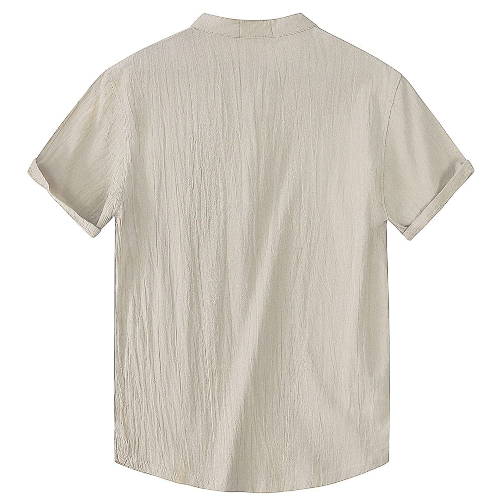 Breathable short-sleeved linen shirt