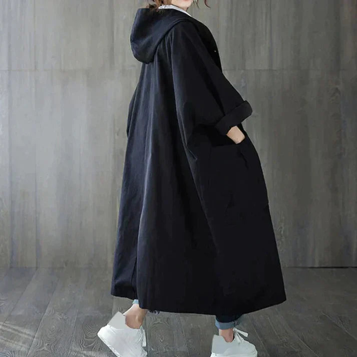 Classic oversized trench coat with belt for women