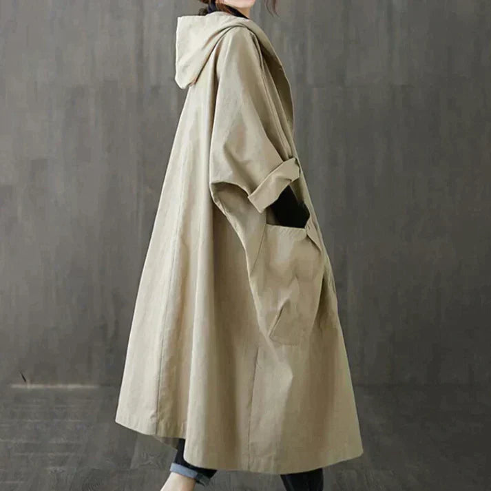 Classic oversized trench coat with belt for women