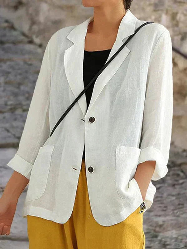 Carmen Women's Linen Blazer - Lightweight and Elegant Blazer for Everyday and the Office