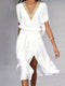 Isabella Women's Midi Dress - Elegant White Dress with Cheeky Neck and Timeless Minimalist Design