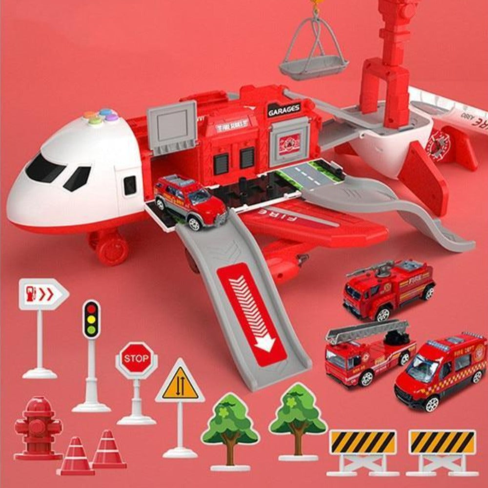 Grande set da gioco aereo con veicoli da costruzione